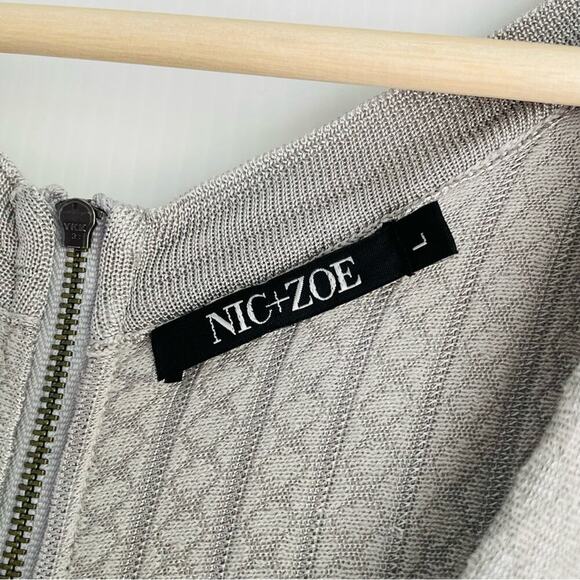 Nic + Zoe stretch knit sweater dress with back zipper sleeveless grey size L - Picture 2 of 8